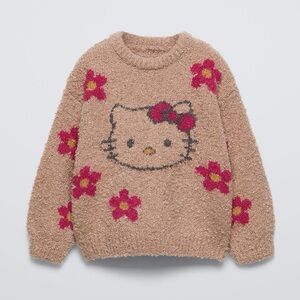 Zara Girls Hello Kitty Beige Sweater with Pink Accents
